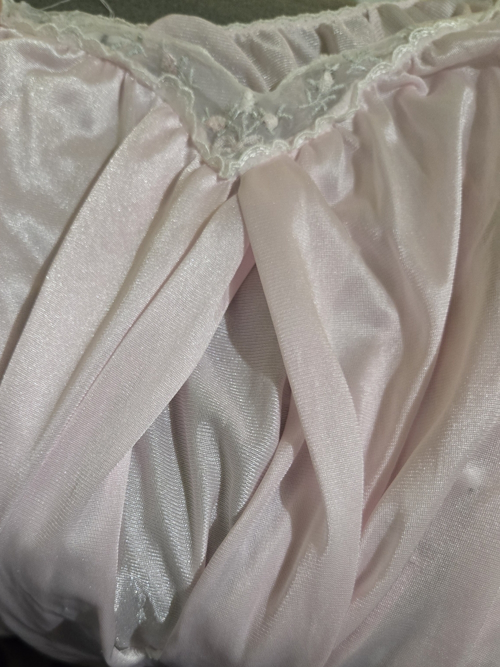 Vintage Sears Pink Nylon Nightgown Lace Trim Keyhole Lounge Sleep Dress Women's - Picture 9 of 9